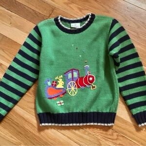 Hanna Andersson 130/8 Holiday Sweater with Train/Reindeer